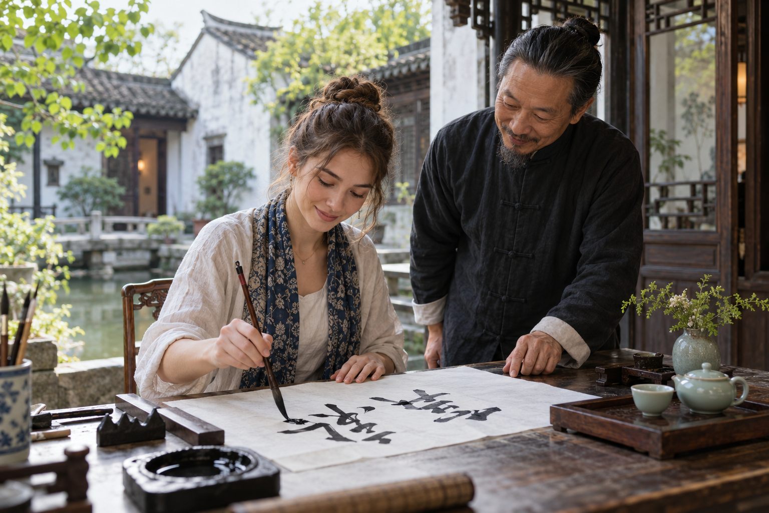 Put a Chinese character on paper