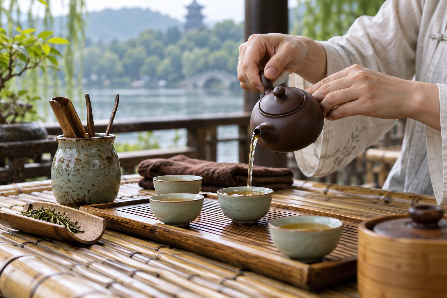 Sit down for tea, slowly